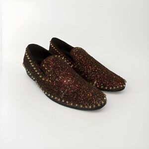 Mens Spikes Shoes Gold/Burgundy Black Keats-005 Size 12
